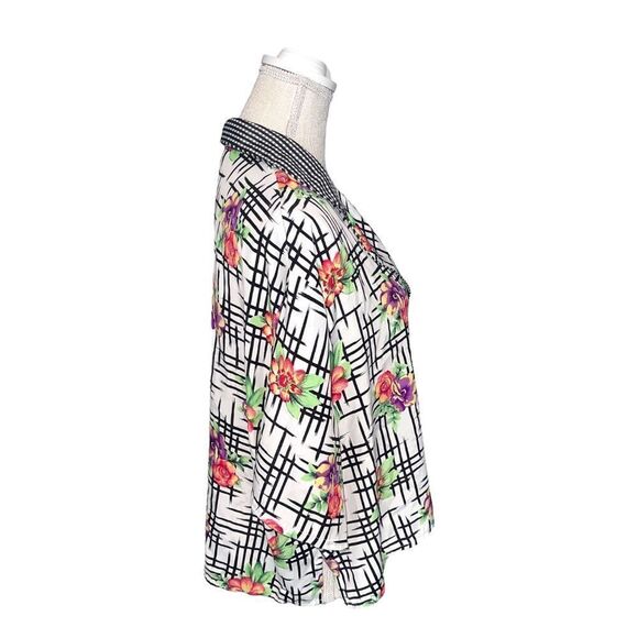 Vintage 1980’s Victoria's Secret Gold Label Floral & Abstract Button Down Shirt - Picture 6 of 11